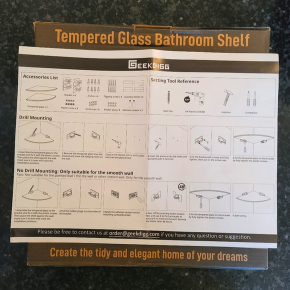 GeekDigg 2-pack glass shower shelves - Picture 4 of 14